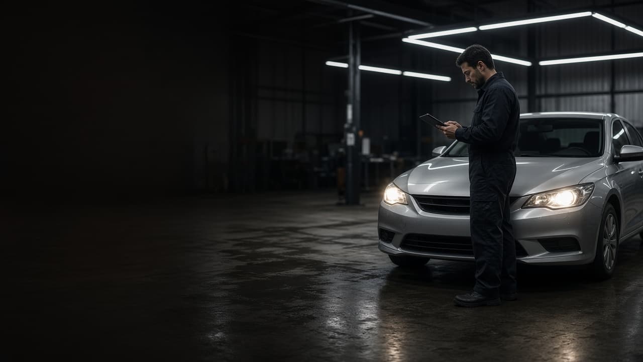Vehicle check-in and job card inspection in the workshop
