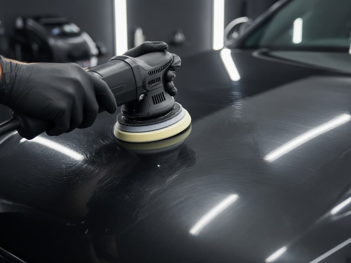 Paint correction with a dual-action polisher in the workshop